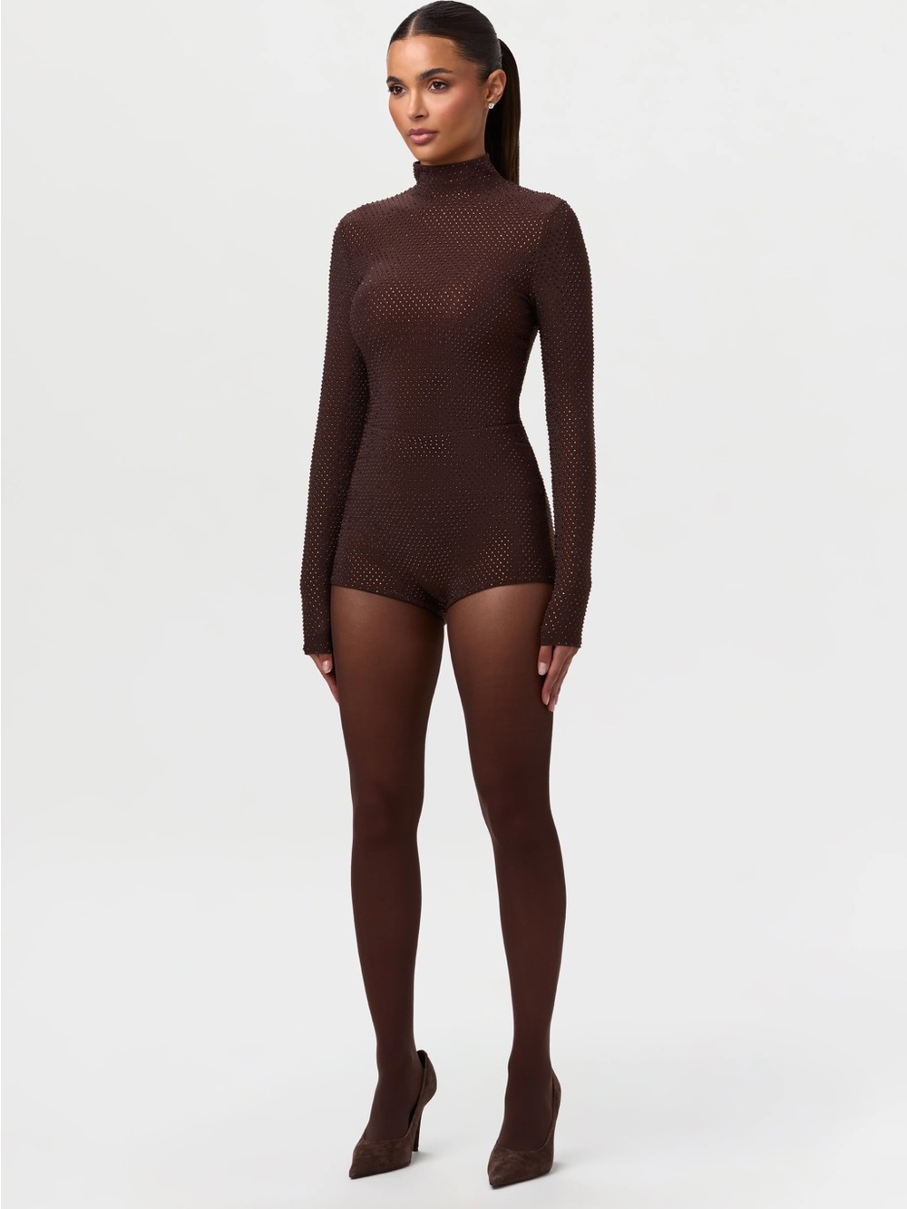Naked Wardrobe - Crystal turtleneck and shorts set